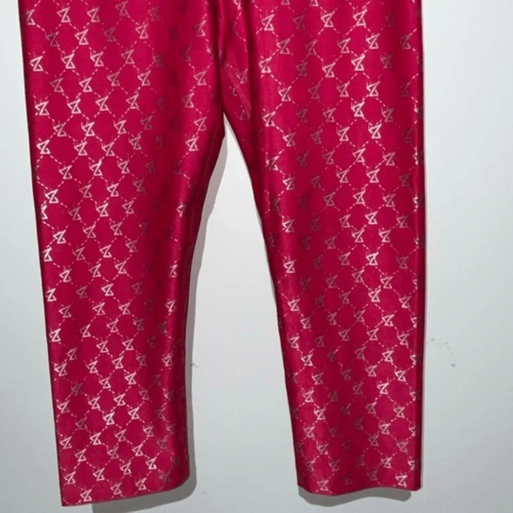 Zumba‎ Wear Girls Pink Silver Metallic Geometric Xspicy Cropped Leggings Size XS